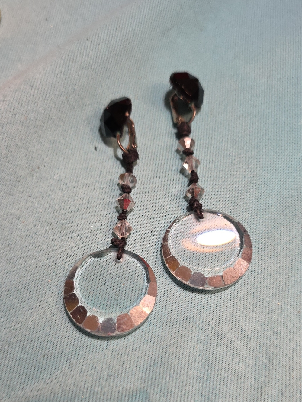 Crystal Clip On Dangle Earrings